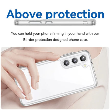 WANLONFENG MF Series for Samsung Galaxy S23 Case TPU+Acrylic Clear Phone Cover with Tempered Glass Film