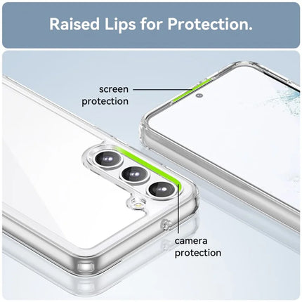 WANLONFENG MF Series for Samsung Galaxy S23 Case TPU+Acrylic Clear Phone Cover with Tempered Glass Film