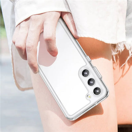 WANLONFENG MF Series for Samsung Galaxy S23 Case TPU+Acrylic Clear Phone Cover with Tempered Glass Film