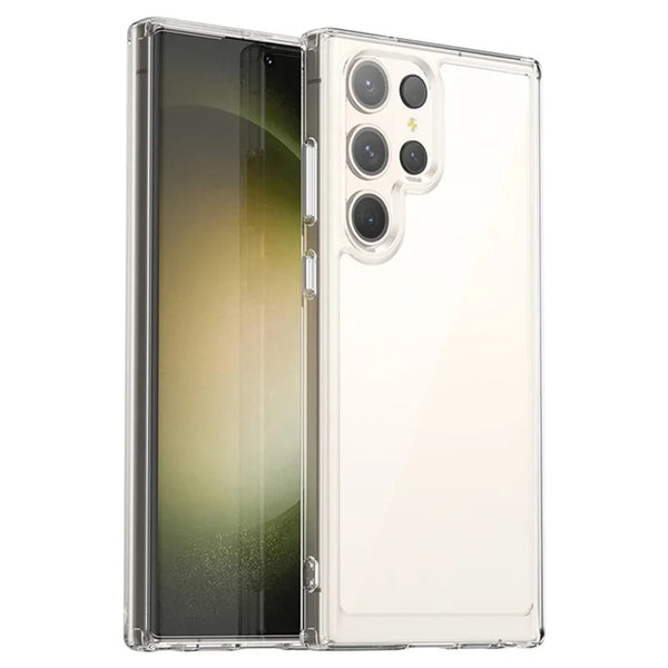 ShopCaseCart Stylish Cover Samsung Galaxy S23 Ultra Protective cover TPU+Acrylic Clear Phone Guard with Tempered Glass Film