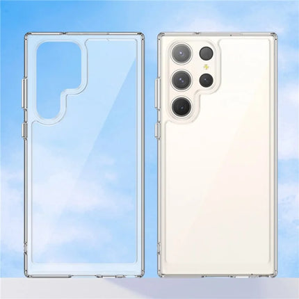 WANLONFENG MF Series for Samsung Galaxy S23 Ultra Case TPU+Acrylic Clear Phone Cover with Tempered Glass Film