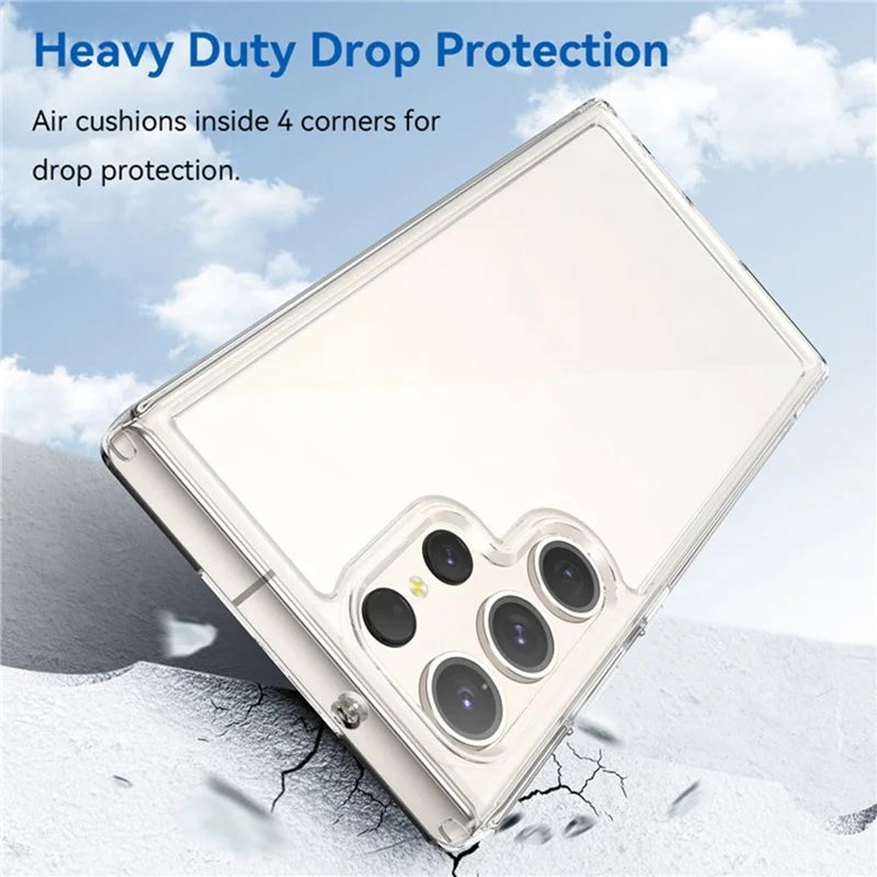 ShopCaseCart Stylish Cover Samsung Galaxy S23 Ultra Protective cover TPU+Acrylic Clear Phone Guard with Tempered Glass Film