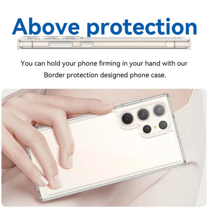 WANLONFENG MF Series for Samsung Galaxy S23 Ultra Case TPU+Acrylic Clear Phone Cover with Tempered Glass Film
