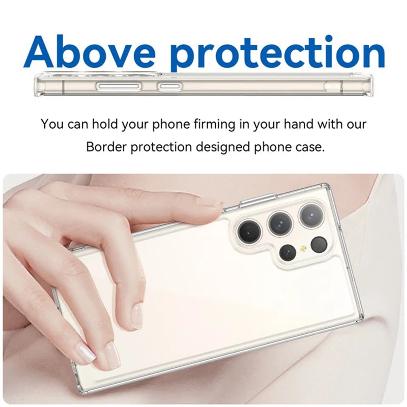ShopCaseCart Stylish Cover Samsung Galaxy S23 Ultra Protective cover TPU+Acrylic Clear Phone Guard with Tempered Glass Film