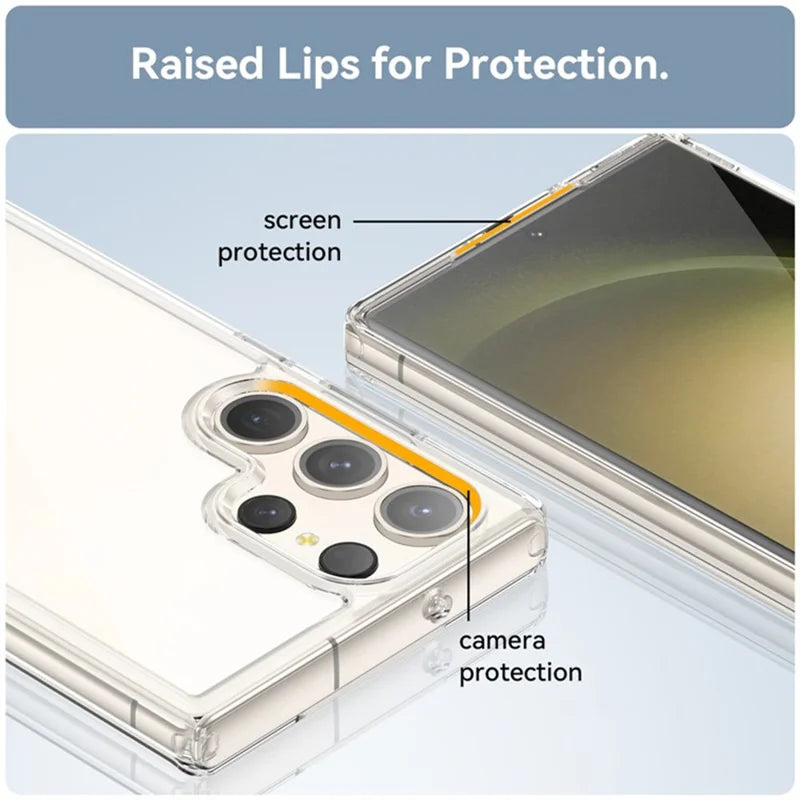 ShopCaseCart Stylish Cover Samsung Galaxy S23 Ultra Protective cover TPU+Acrylic Clear Phone Guard with Tempered Glass Film