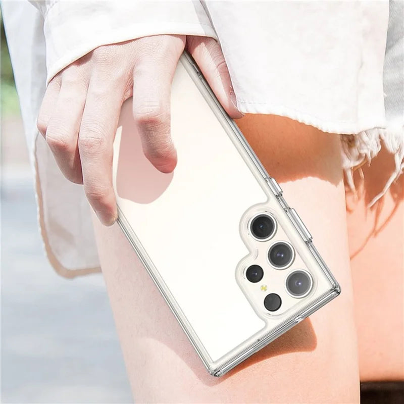 ShopCaseCart Stylish Cover Samsung Galaxy S23 Ultra Protective cover TPU+Acrylic Clear Phone Guard with Tempered Glass Film