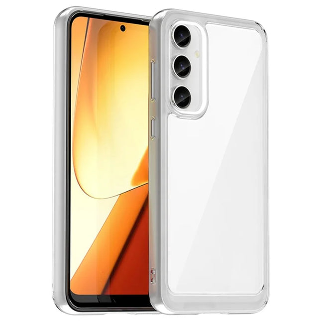 WANLONFENG MF Series for Samsung Galaxy S23 FE Case TPU+Acrylic Clear Phone Cover with Tempered Glass Film