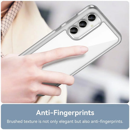 WANLONFENG MF Series for Samsung Galaxy S23 FE Case TPU+Acrylic Clear Phone Cover with Tempered Glass Film