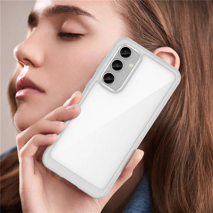 WANLONFENG MF Series for Samsung Galaxy S23 FE Case TPU+Acrylic Clear Phone Cover with Tempered Glass Film