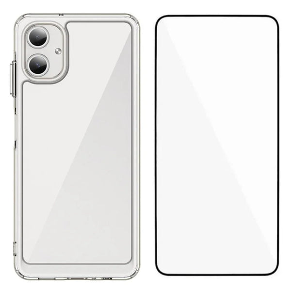 ShopCaseCart Stylish Cover Samsung Galaxy A06 Protective cover TPU+Acrylic Clear Phone Guard with Tempered Glass Film