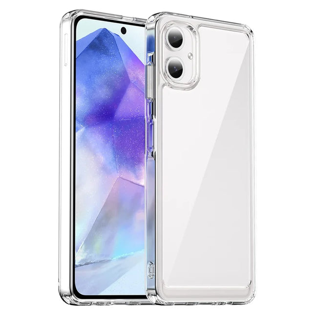 WANLONFENG MF Series for Samsung Galaxy A06 Case TPU+Acrylic Clear Phone Cover with Tempered Glass Film