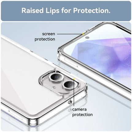 WANLONFENG MF Series for Samsung Galaxy A06 Case TPU+Acrylic Clear Phone Cover with Tempered Glass Film