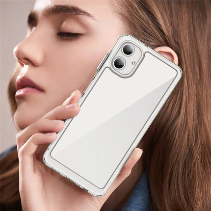 WANLONFENG MF Series for Samsung Galaxy A06 Case TPU+Acrylic Clear Phone Cover with Tempered Glass Film