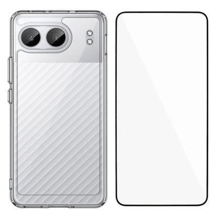WANLONFENG MF Series for OnePlus Nord 4 Case TPU+Acrylic Clear Phone Cover with Tempered Glass Film