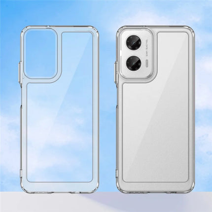 WANLONFENG MF Series for Motorola Moto G35 5G Case TPU+Acrylic Clear Phone Cover with Tempered Glass Film