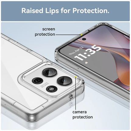 WANLONFENG MF Series for Motorola Moto G75 5G Case TPU+Acrylic Clear Phone Cover with Tempered Glass Film