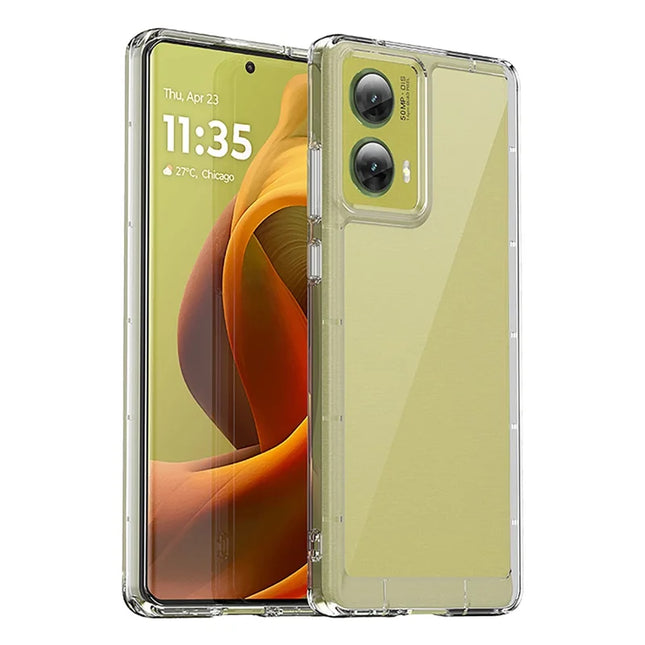 WANLONFENG MF Series for Motorola Moto G85 5G / S50 Neo 5G Case TPU+Acrylic Clear Phone Cover with Tempered Glass Film