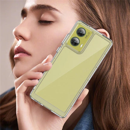 WANLONFENG MF Series for Motorola Moto G85 5G / S50 Neo 5G Case TPU+Acrylic Clear Phone Cover with Tempered Glass Film