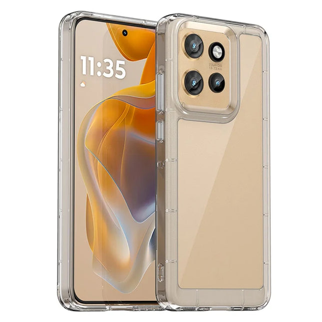 WANLONFENG MF Series for Motorola Edge 50 Neo 5G Case TPU+Acrylic Clear Phone Cover with Tempered Glass Film