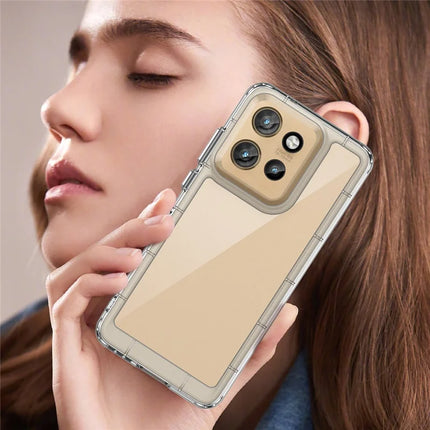 WANLONFENG MF Series for Motorola Edge 50 Neo 5G Case TPU+Acrylic Clear Phone Cover with Tempered Glass Film