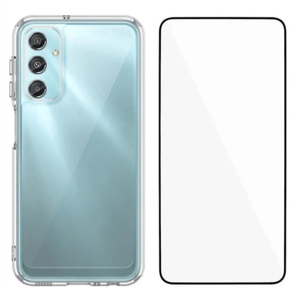 WANLONFENG MF Series for Samsung Galaxy A24 4G (162.1 x 77.6 x 8.3mm) Case TPU+Acrylic Clear Phone Cover with Tempered Glass Film