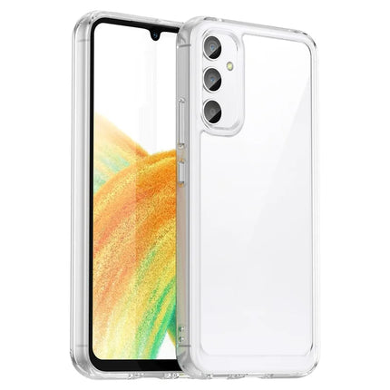 WANLONFENG MF Series for Samsung Galaxy A34 5G Case TPU+Acrylic Clear Phone Cover with Tempered Glass Film