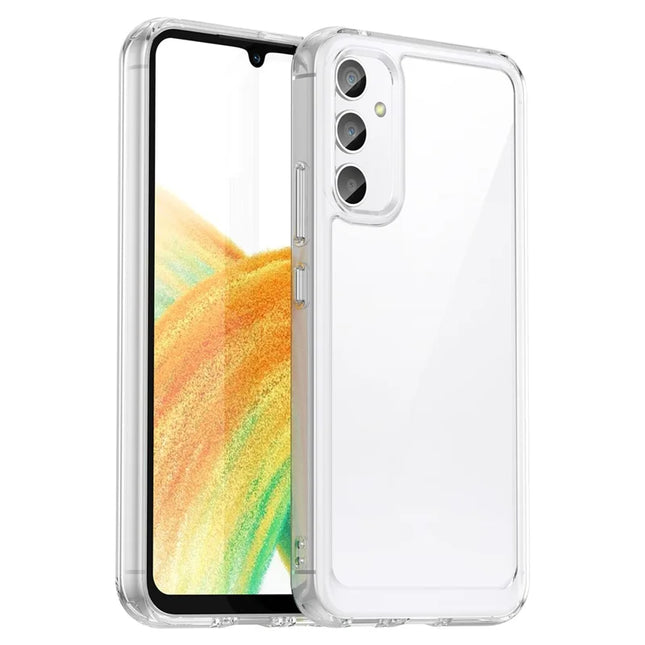 WANLONFENG MF Series for Samsung Galaxy A34 5G Case TPU+Acrylic Clear Phone Cover with Tempered Glass Film
