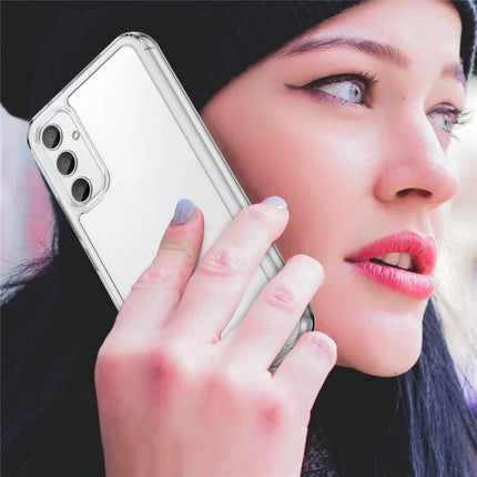 WANLONFENG MF Series for Samsung Galaxy A34 5G Case TPU+Acrylic Clear Phone Cover with Tempered Glass Film