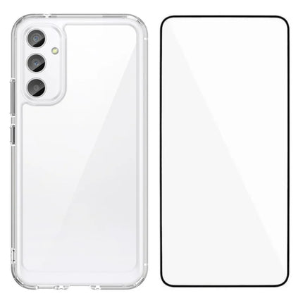 WANLONFENG MF Series for Samsung Galaxy A54 5G Case TPU+Acrylic Clear Phone Cover with Tempered Glass Film