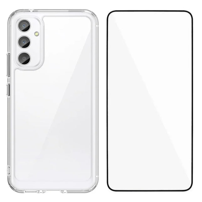 WANLONFENG MF Series for Samsung Galaxy A54 5G Case TPU+Acrylic Clear Phone Cover with Tempered Glass Film