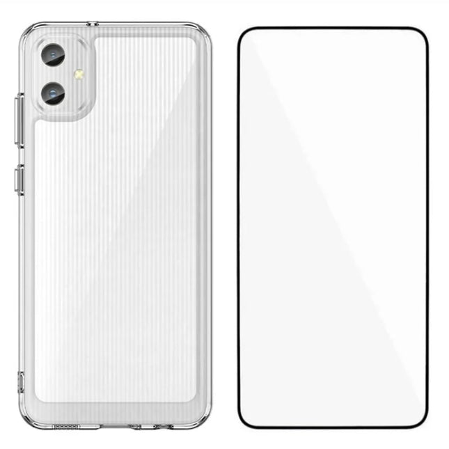 WANLONFENG MF Series for Samsung Galaxy A05 4G Case TPU+Acrylic Clear Phone Cover with Tempered Glass Film