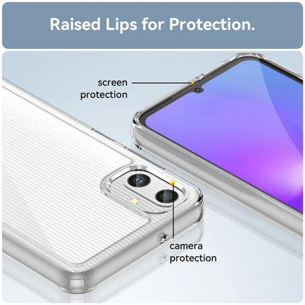 WANLONFENG MF Series for Samsung Galaxy A05 4G Case TPU+Acrylic Clear Phone Cover with Tempered Glass Film
