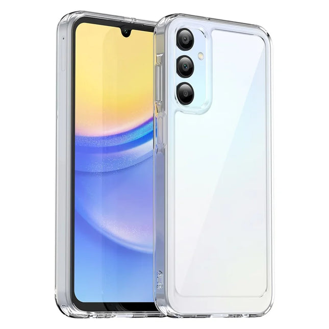 WANLONFENG MF Series for Samsung Galaxy A15 4G / 5G Case TPU+Acrylic Clear Phone Cover with Tempered Glass Film