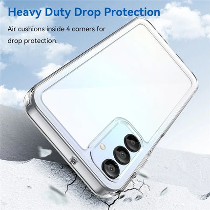 WANLONFENG MF Series for Samsung Galaxy A15 4G / 5G Case TPU+Acrylic Clear Phone Cover with Tempered Glass Film