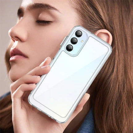 WANLONFENG MF Series for Samsung Galaxy A15 4G / 5G Case TPU+Acrylic Clear Phone Cover with Tempered Glass Film