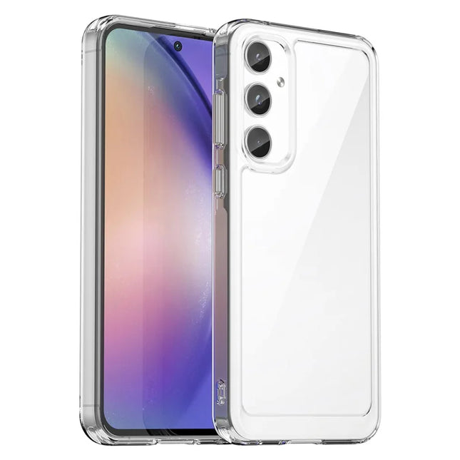 WANLONFENG MF Series for Samsung Galaxy A55 5G Case TPU+Acrylic Clear Phone Cover with Tempered Glass Film