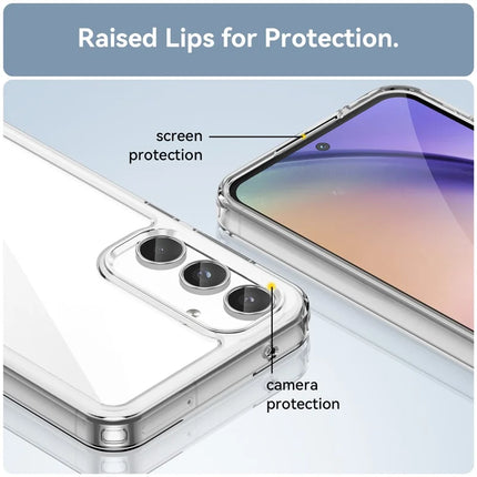 WANLONFENG MF Series for Samsung Galaxy A55 5G Case TPU+Acrylic Clear Phone Cover with Tempered Glass Film