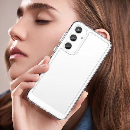 WANLONFENG MF Series for Samsung Galaxy A55 5G Case TPU+Acrylic Clear Phone Cover with Tempered Glass Film