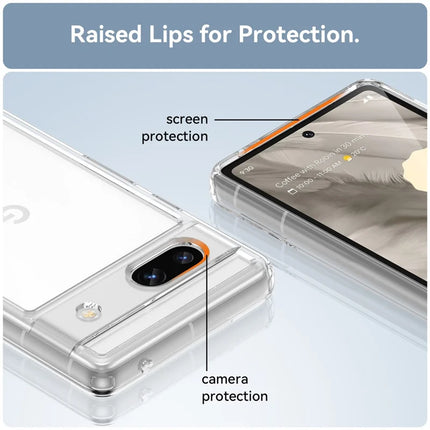 WANLONFENG MF Series for Google Pixel 7a Case TPU+Acrylic Clear Phone Cover with Tempered Glass Film