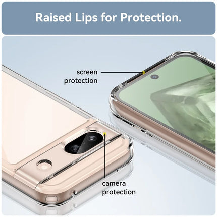 WANLONFENG MF Series for Google Pixel 8a Case TPU+Acrylic Clear Phone Cover with Tempered Glass Film