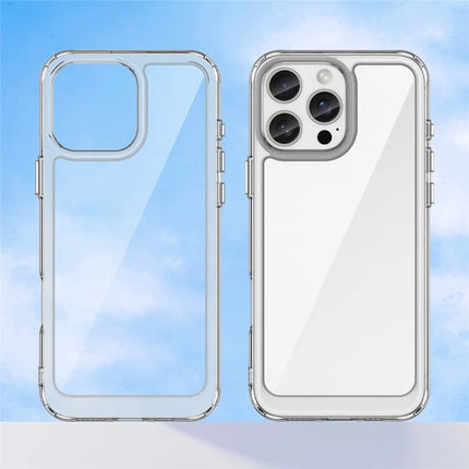 WANLONFENG MF Series for iPhone 16 Pro Max Case TPU+Acrylic Clear Phone Cover with Tempered Glass Film