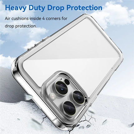 WANLONFENG MF Series for iPhone 16 Pro Max Case TPU+Acrylic Clear Phone Cover with Tempered Glass Film