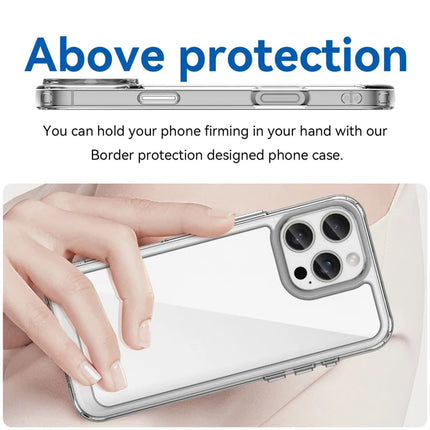 WANLONFENG MF Series for iPhone 16 Pro Max Case TPU+Acrylic Clear Phone Cover with Tempered Glass Film