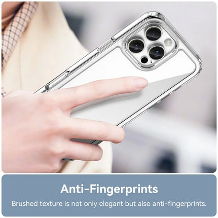 WANLONFENG MF Series for iPhone 16 Pro Max Case TPU+Acrylic Clear Phone Cover with Tempered Glass Film