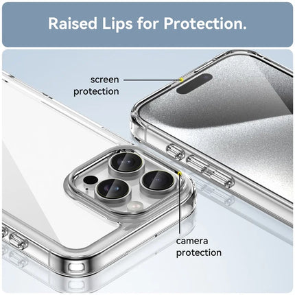 WANLONFENG MF Series for iPhone 16 Pro Max Case TPU+Acrylic Clear Phone Cover with Tempered Glass Film