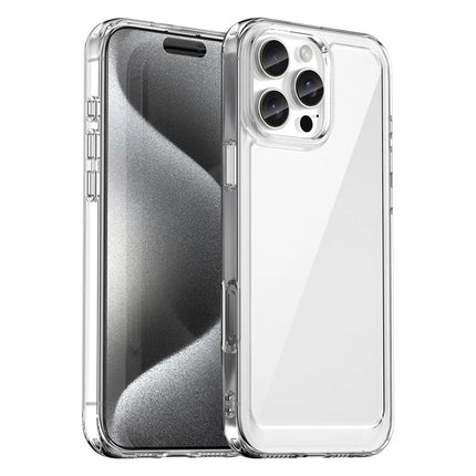 WANLONFENG MF Series for iPhone 16 Pro Case TPU+Acrylic Clear Phone Cover with Tempered Glass Film
