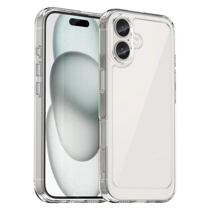 WANLONFENG MF Series for iPhone 16 Plus Case TPU+Acrylic Clear Phone Cover with Tempered Glass Film