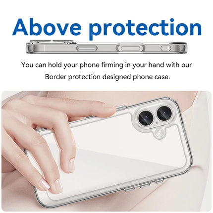 WANLONFENG MF Series for iPhone 16 Plus Case TPU+Acrylic Clear Phone Cover with Tempered Glass Film