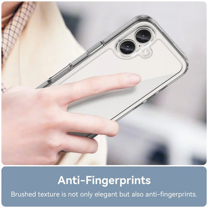 WANLONFENG MF Series for iPhone 16 Plus Case TPU+Acrylic Clear Phone Cover with Tempered Glass Film