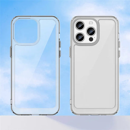 WANLONFENG MF Series for iPhone 15 Pro Max Case TPU+Acrylic Clear Phone Cover with Tempered Glass Film